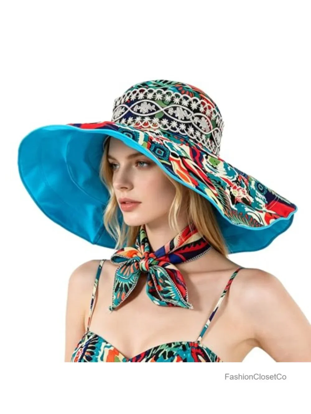 Foldable Sun Hat UPF 50+ Reversible Floppy Wide Brim Beach Bucket Hat